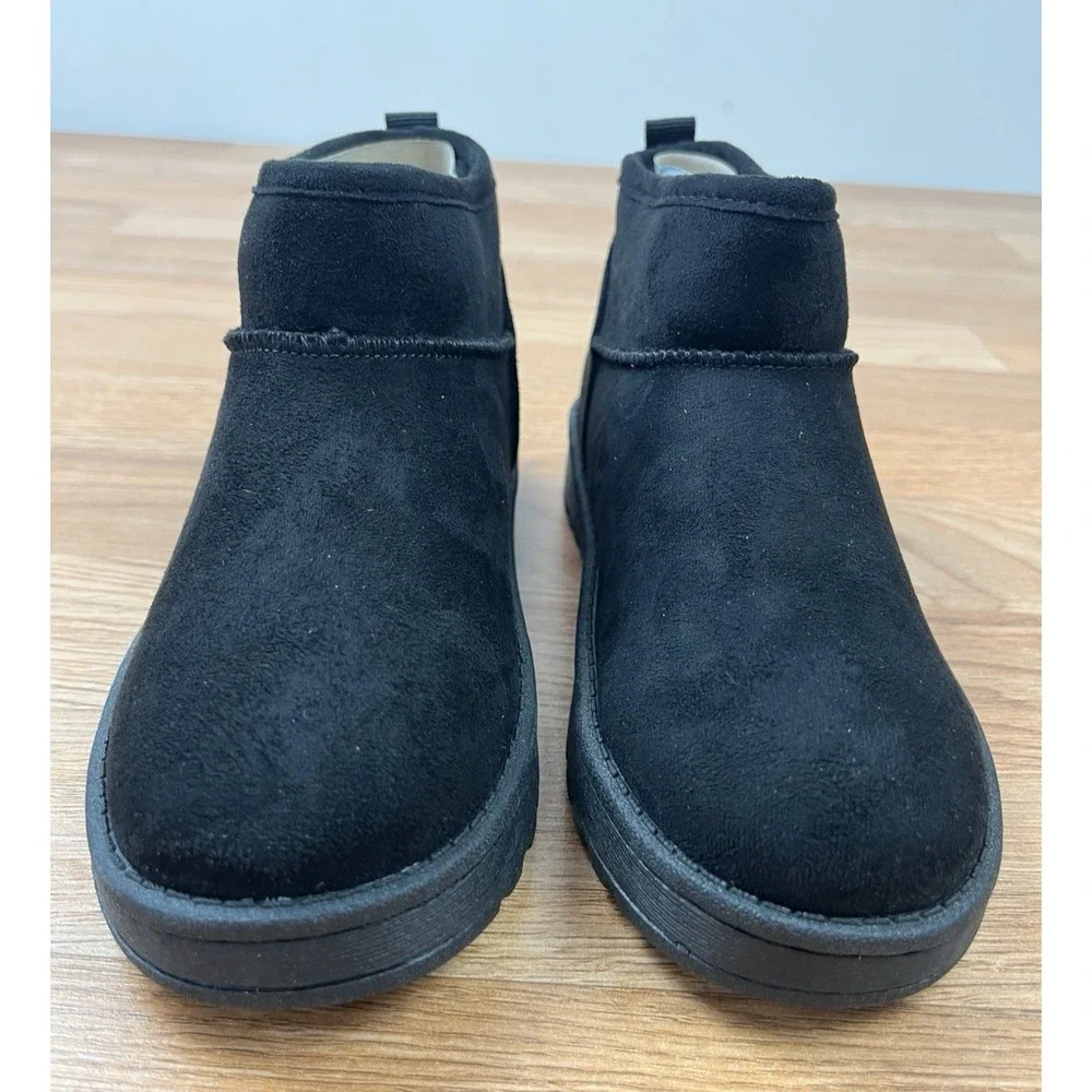 Sonoma Kazz Youth Girls Size‎ 1 Micro Fiber Ankle Boots Faux Fur Lined BlackNEW